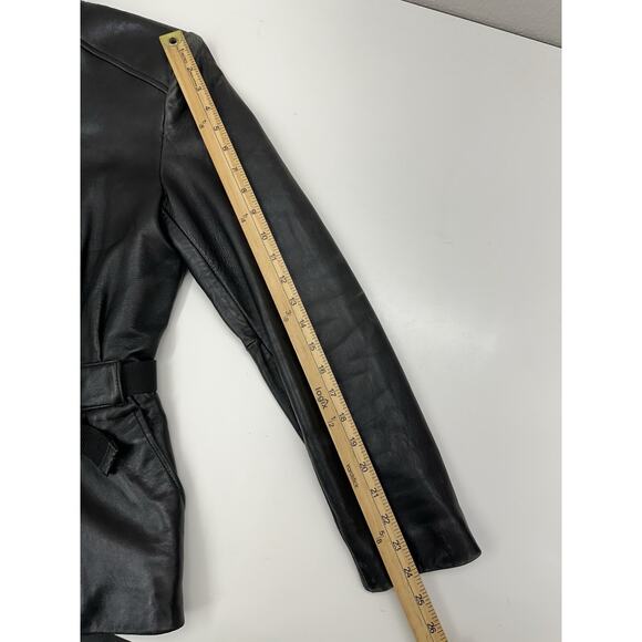 Reaction by Kenneth Cole Womens Jacket Size Small Black Leather Zip Up Lined - Picture 11 of 13